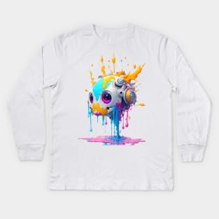 robot head dripping Kids Long Sleeve T-Shirt